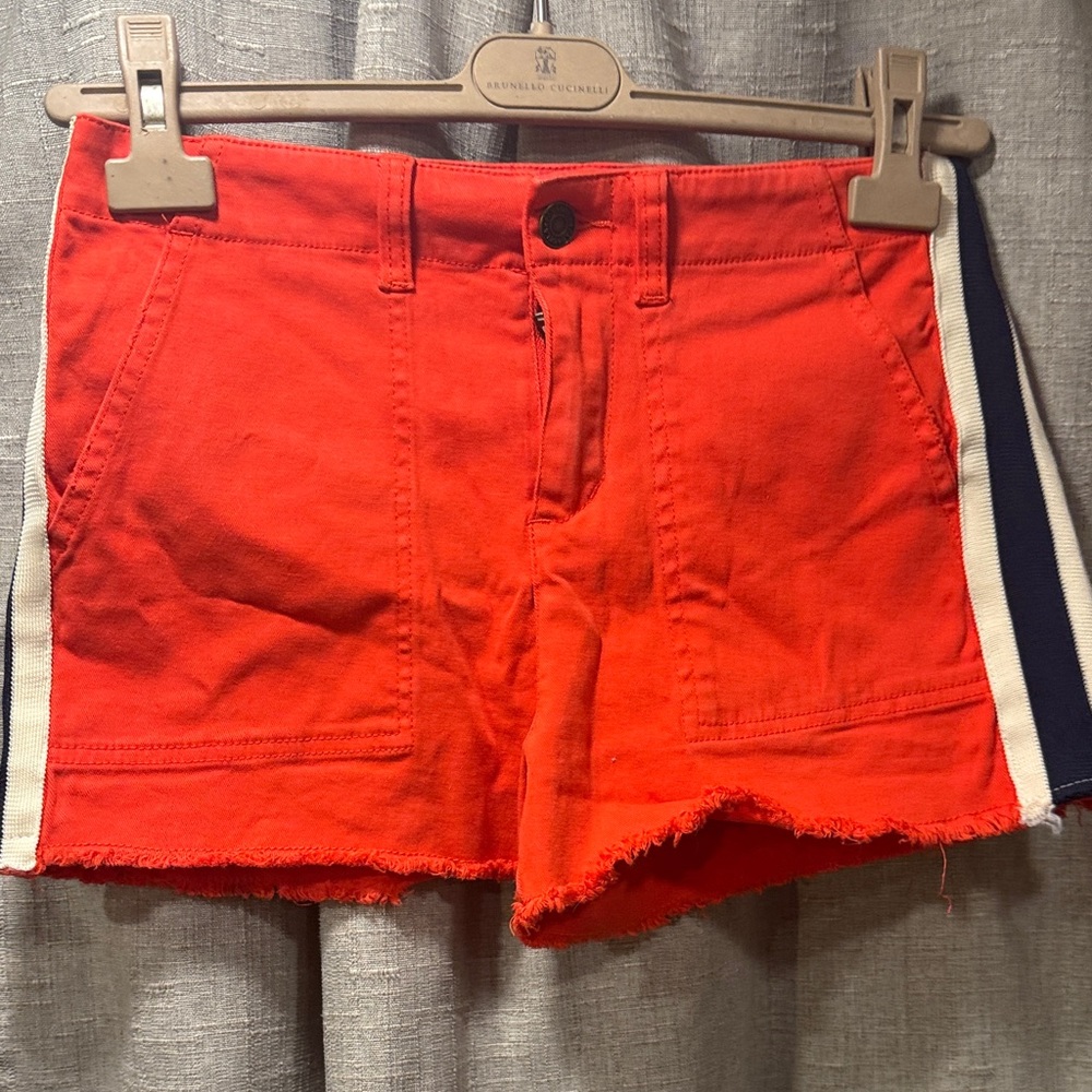 Pam & Gela Red Jean Shorts with Side Stripes